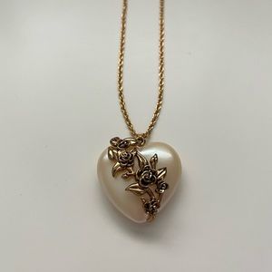 Vintage Lustrous Heart Necklace 1991 Pearlized Puff Heart